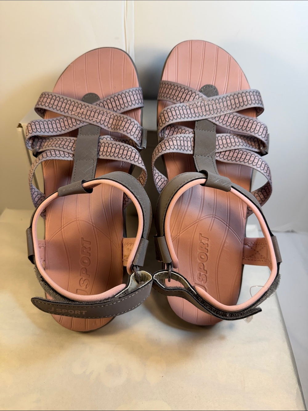 J sport Pink and Gray Multi-Strap Women's Outdoor Sandals